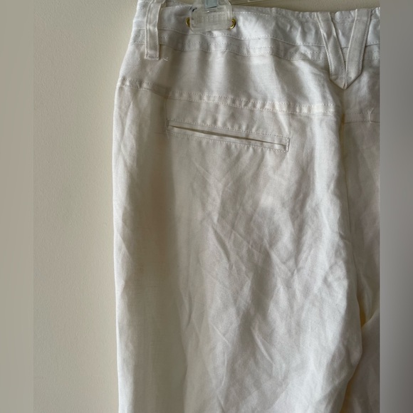 White Drawstring Linen Pants - Picture 5 of 7